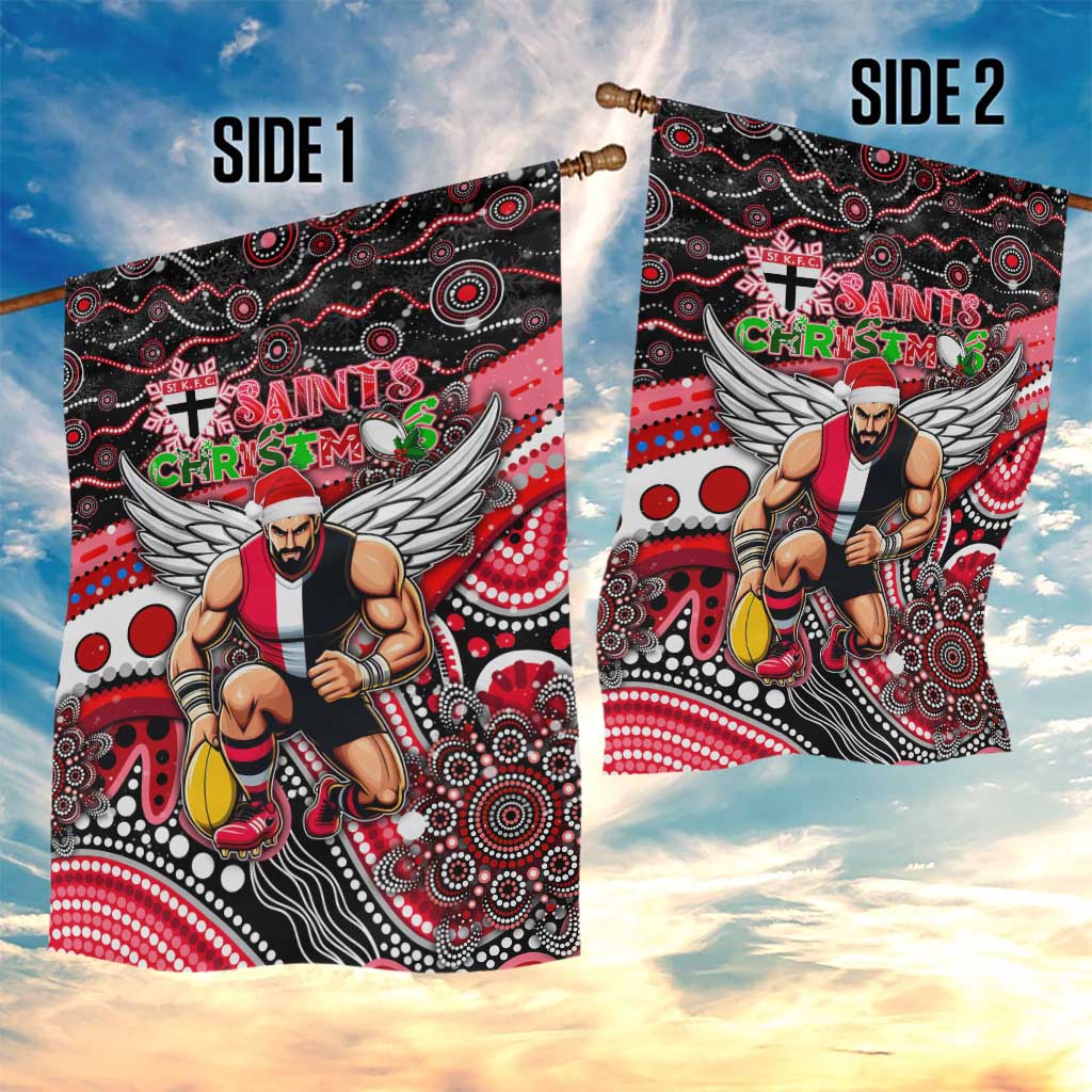 Merry Christmas AFL Saints Garden Flag Aboriginal Santa Football Mascot