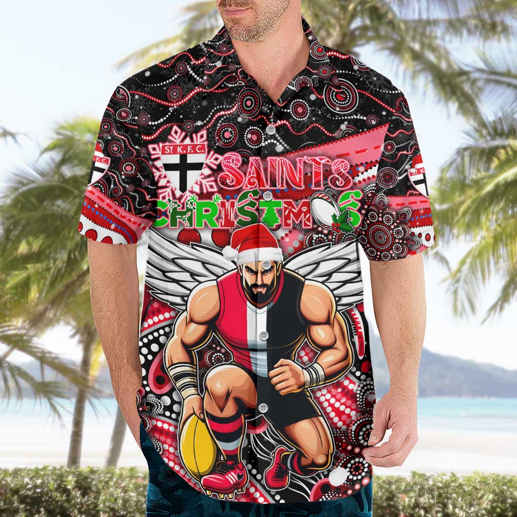 Merry Christmas AFL Saints Hawaiian Shirt Aboriginal Santa Football Mascot