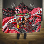 Merry Christmas AFL Saints Hooded Blanket Aboriginal Santa Football Mascot