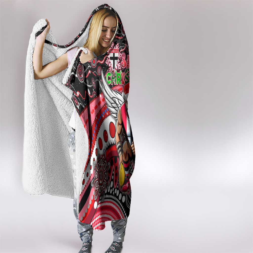 Merry Christmas AFL Saints Hooded Blanket Aboriginal Santa Football Mascot