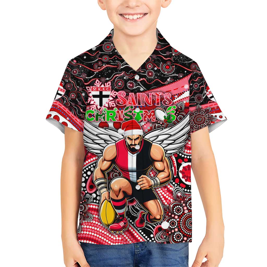 Merry Christmas AFL Saints Kid Hawaiian Shirt Aboriginal Santa Football Mascot