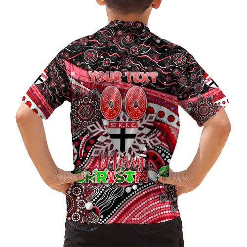 Merry Christmas AFL Saints Kid Hawaiian Shirt Aboriginal Santa Football Mascot