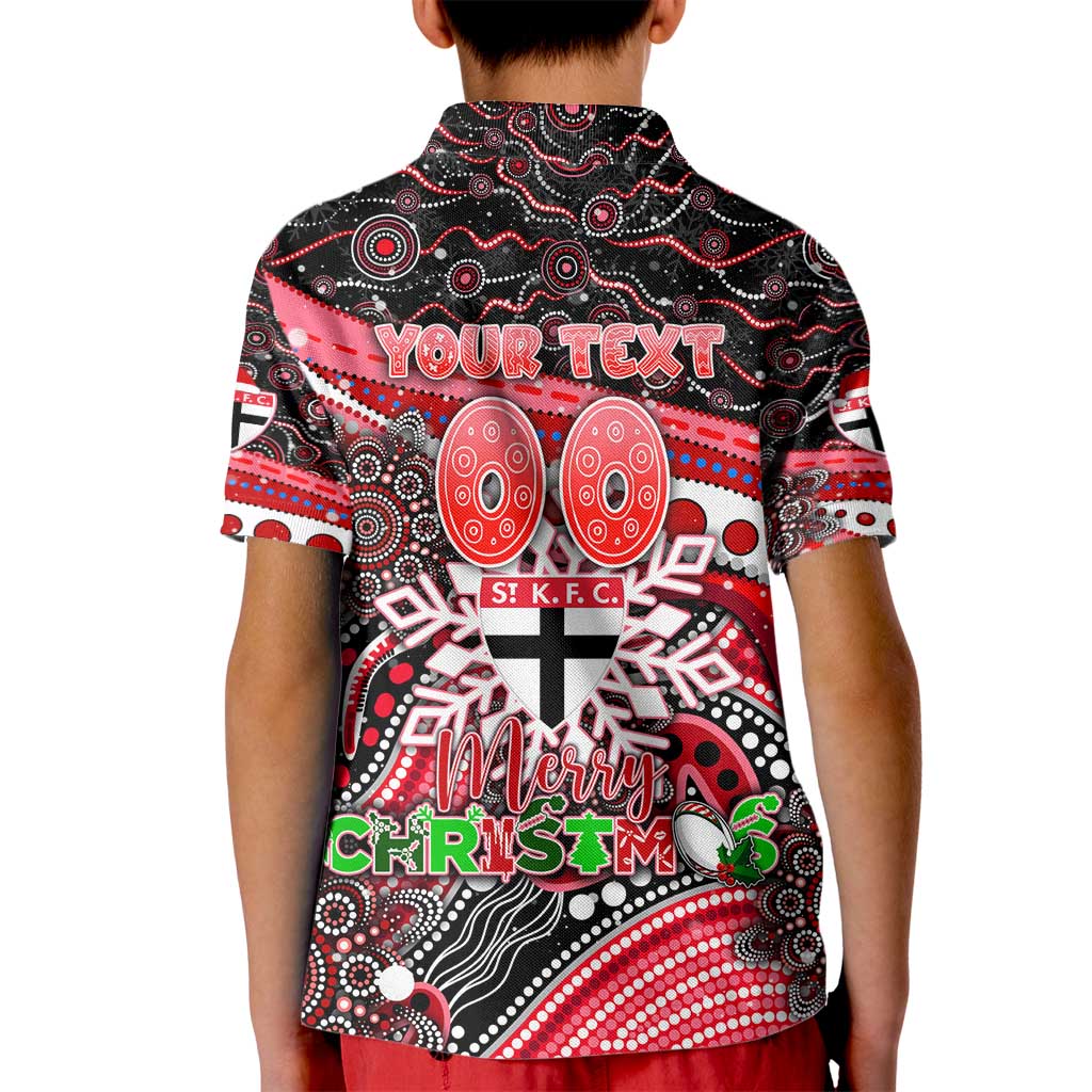 Merry Christmas AFL Saints Kid Polo Shirt Aboriginal Santa Football Mascot