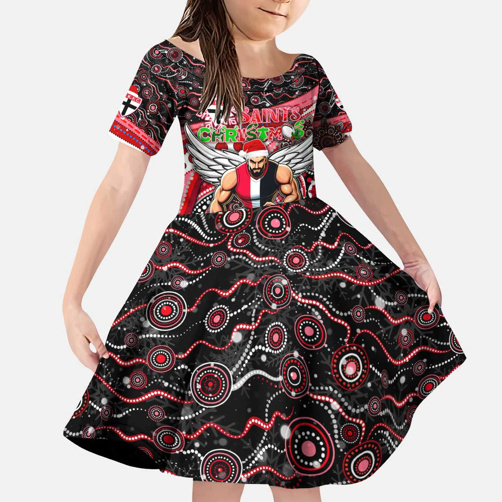 Merry Christmas AFL Saints Kid Short Sleeve Dress Aboriginal Santa Football Mascot
