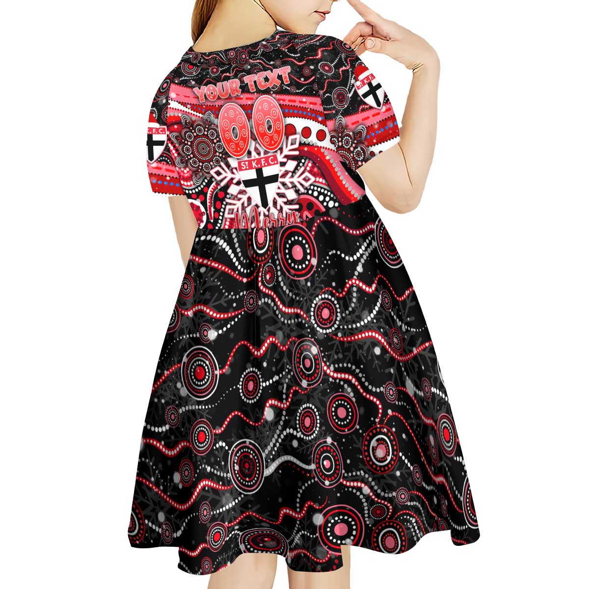 Merry Christmas AFL Saints Kid Short Sleeve Dress Aboriginal Santa Football Mascot