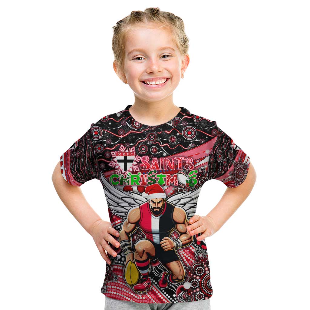 Merry Christmas AFL Saints Kid T Shirt Aboriginal Santa Football Mascot