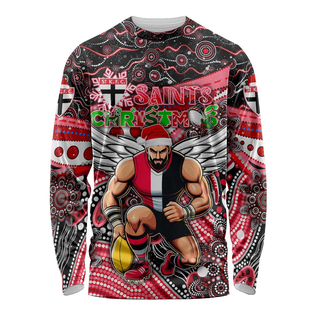 Merry Christmas AFL Saints Long Sleeve Shirt Aboriginal Santa Football Mascot