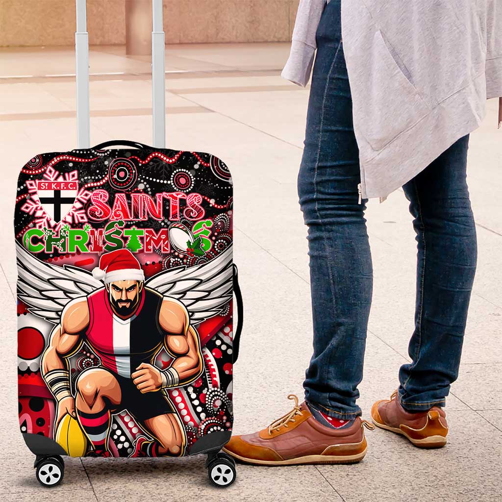 Merry Christmas AFL Saints Luggage Cover Aboriginal Santa Football Mascot