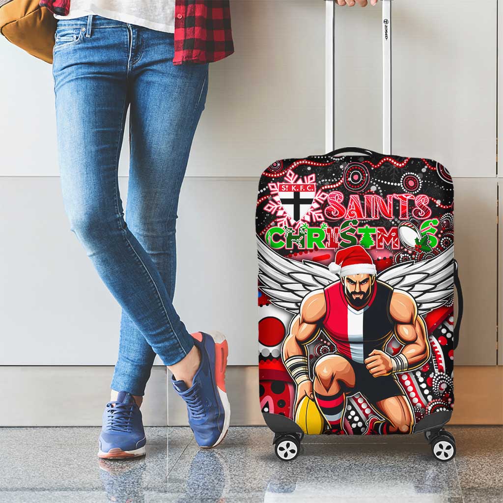 Merry Christmas AFL Saints Luggage Cover Aboriginal Santa Football Mascot