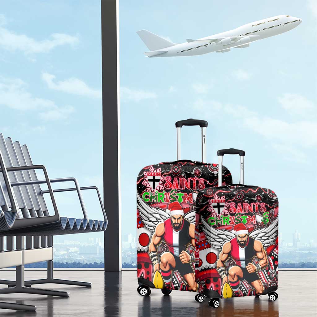 Merry Christmas AFL Saints Luggage Cover Aboriginal Santa Football Mascot
