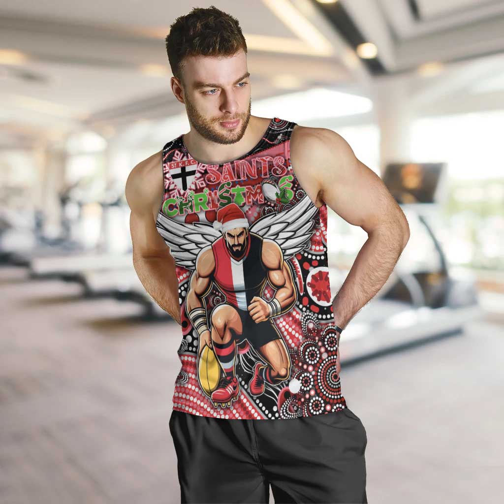 Merry Christmas AFL Saints Men Tank Top Aboriginal Santa Football Mascot