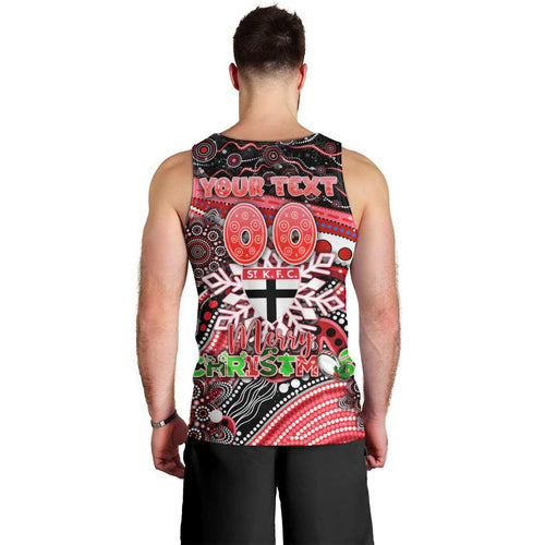 Merry Christmas AFL Saints Men Tank Top Aboriginal Santa Football Mascot