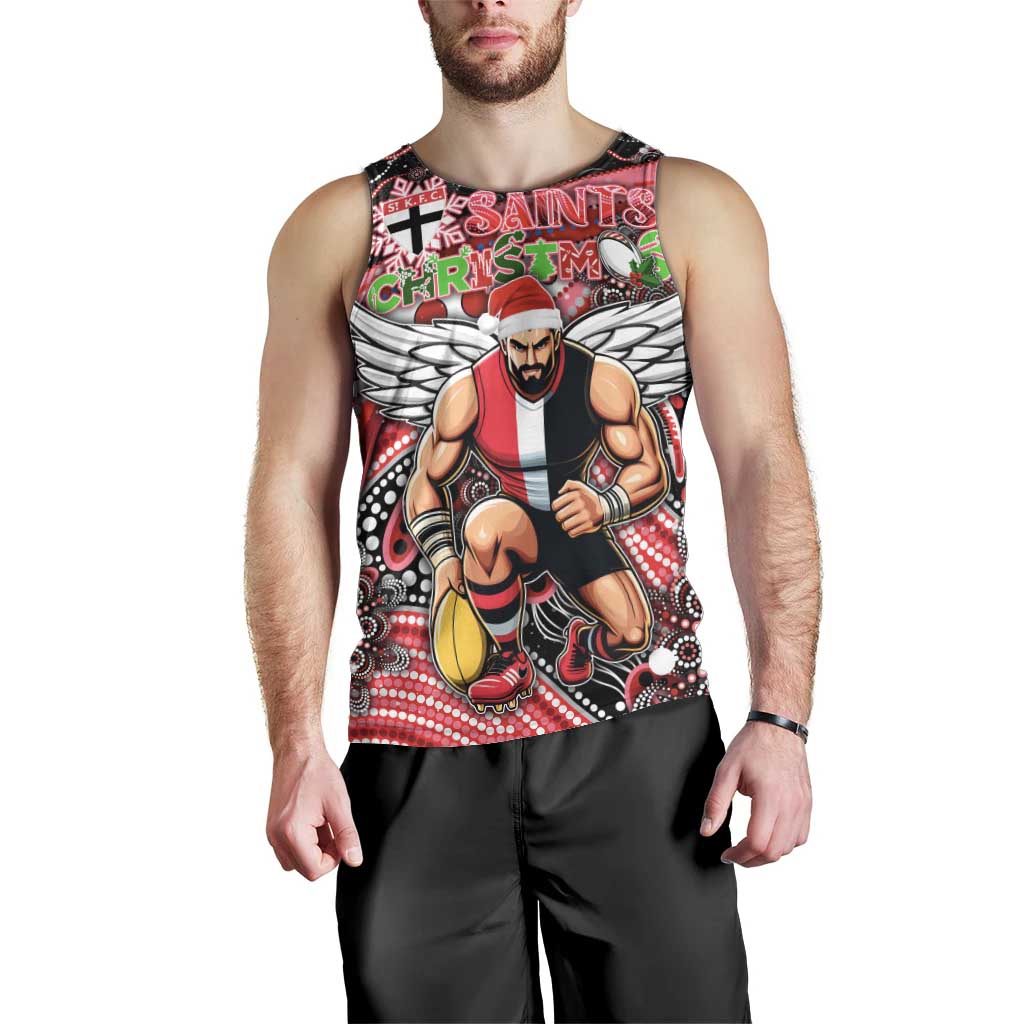 Merry Christmas AFL Saints Men Tank Top Aboriginal Santa Football Mascot