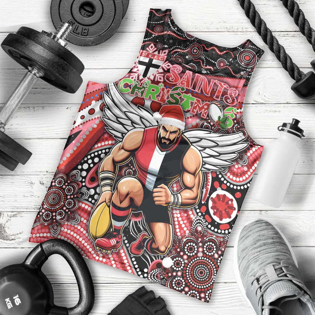 Merry Christmas AFL Saints Men Tank Top Aboriginal Santa Football Mascot