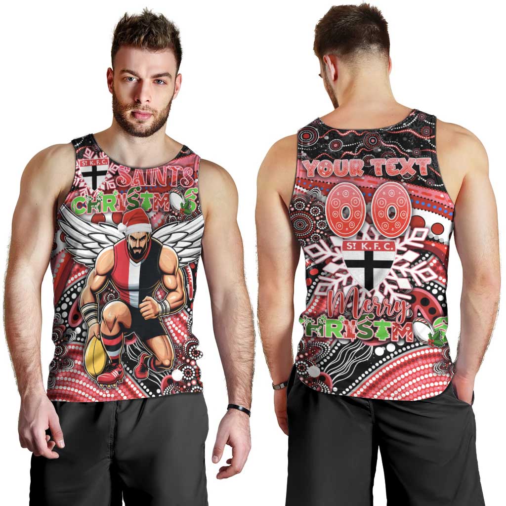Merry Christmas AFL Saints Men Tank Top Aboriginal Santa Football Mascot