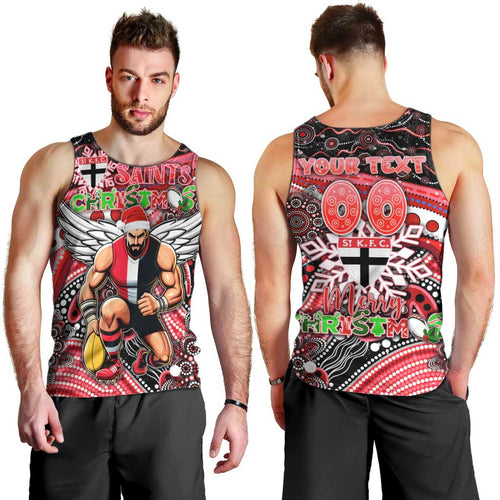Merry Christmas AFL Saints Men Tank Top Aboriginal Santa Football Mascot