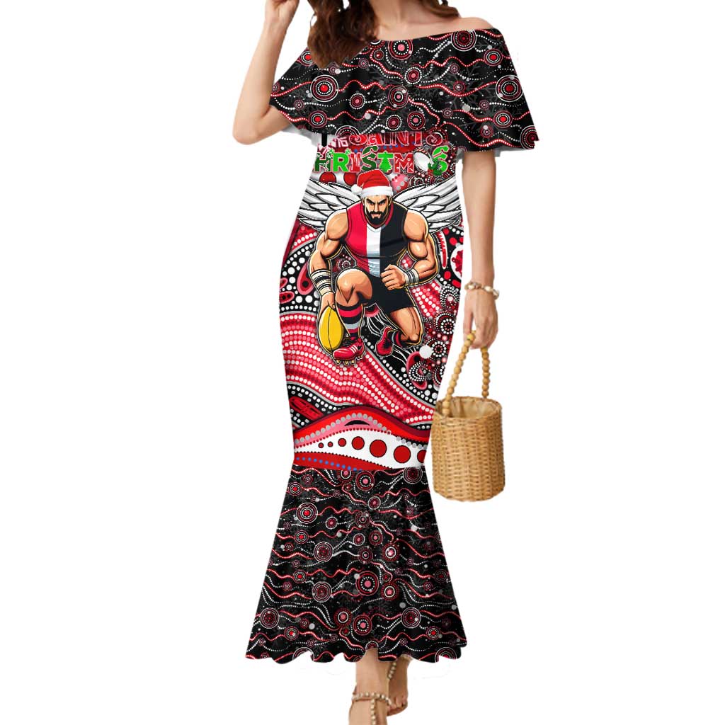 Merry Christmas AFL Saints Mermaid Dress Aboriginal Santa Football Mascot