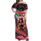 Merry Christmas AFL Saints Off Shoulder Maxi Dress Aboriginal Santa Football Mascot