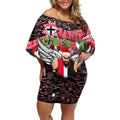 Merry Christmas AFL Saints Off Shoulder Short Dress Aboriginal Santa Football Mascot
