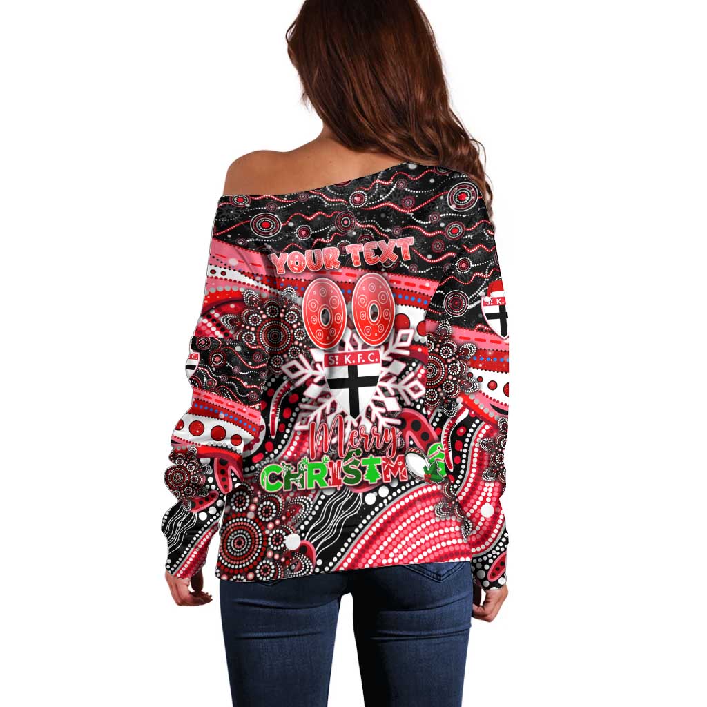 Merry Christmas AFL Saints Off Shoulder Sweater Aboriginal Santa Football Mascot