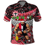 Merry Christmas AFL Saints Polo Shirt Aboriginal Santa Football Mascot