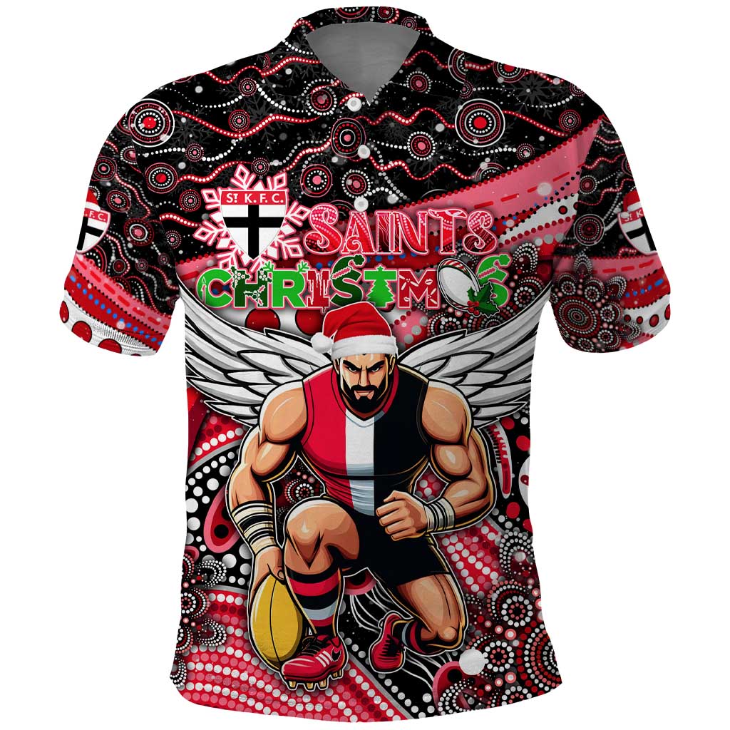 Merry Christmas AFL Saints Polo Shirt Aboriginal Santa Football Mascot