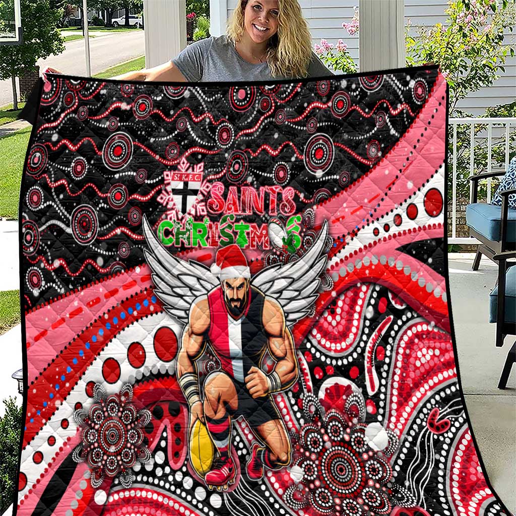 Merry Christmas AFL Saints Quilt Aboriginal Santa Football Mascot