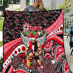 Merry Christmas AFL Saints Quilt Aboriginal Santa Football Mascot