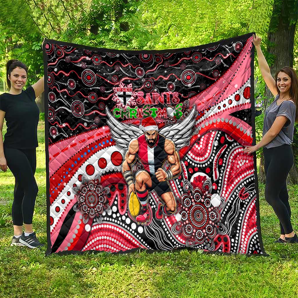 Merry Christmas AFL Saints Quilt Aboriginal Santa Football Mascot
