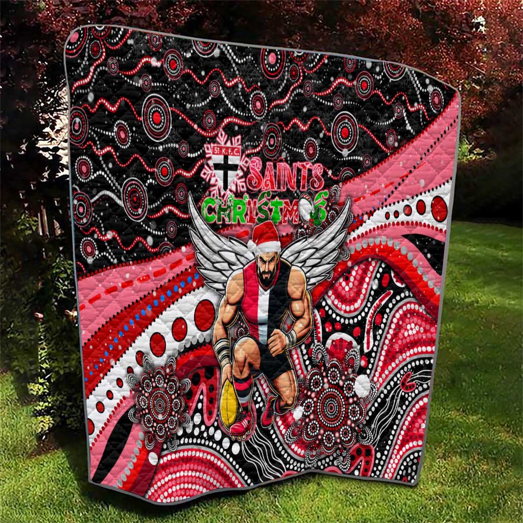 Merry Christmas AFL Saints Quilt Aboriginal Santa Football Mascot