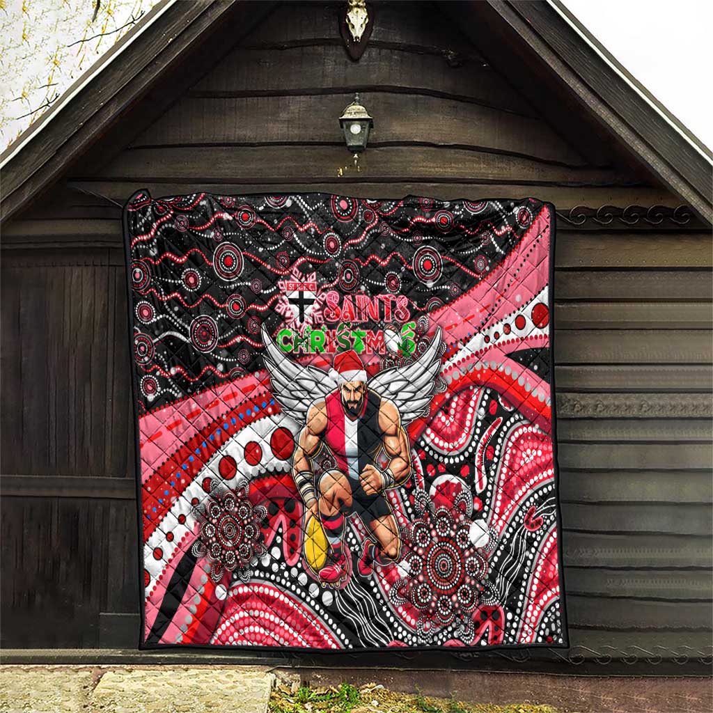 Merry Christmas AFL Saints Quilt Aboriginal Santa Football Mascot