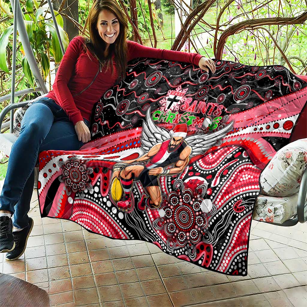 Merry Christmas AFL Saints Quilt Aboriginal Santa Football Mascot