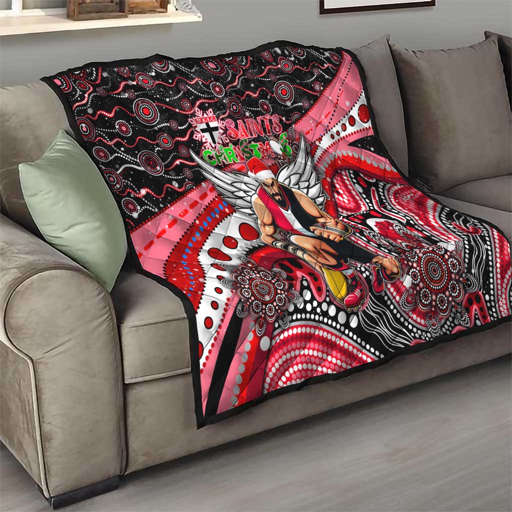 Merry Christmas AFL Saints Quilt Aboriginal Santa Football Mascot