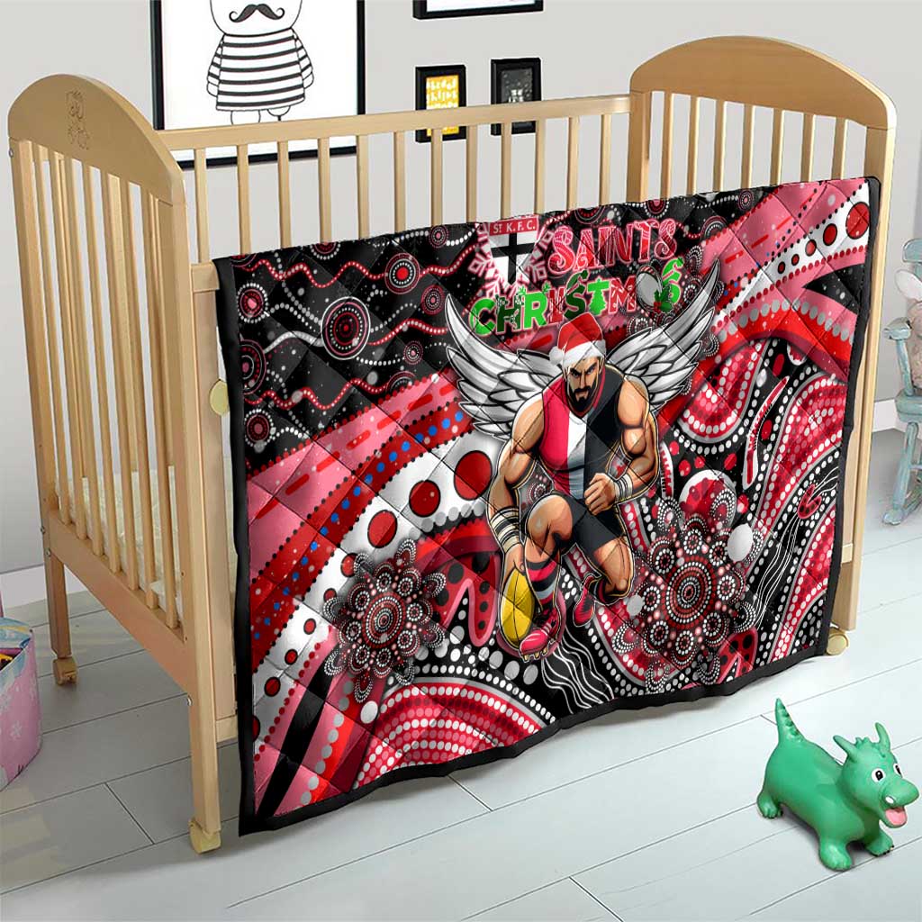 Merry Christmas AFL Saints Quilt Aboriginal Santa Football Mascot