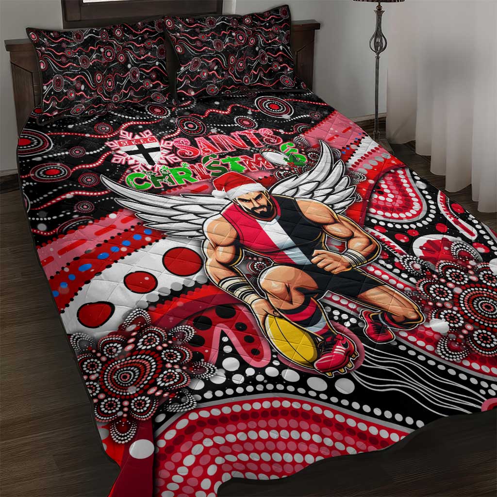 Merry Christmas AFL Saints Quilt Bed Set Aboriginal Santa Football Mascot