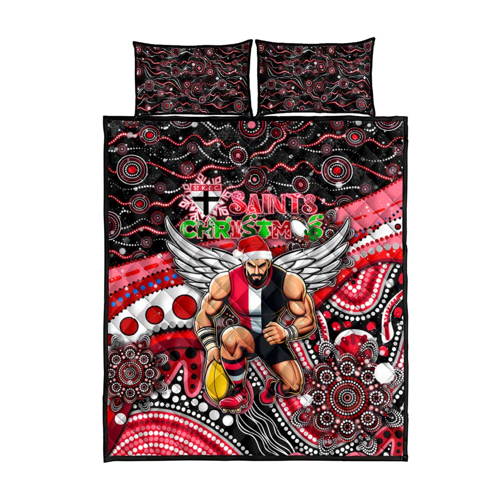 Merry Christmas AFL Saints Quilt Bed Set Aboriginal Santa Football Mascot