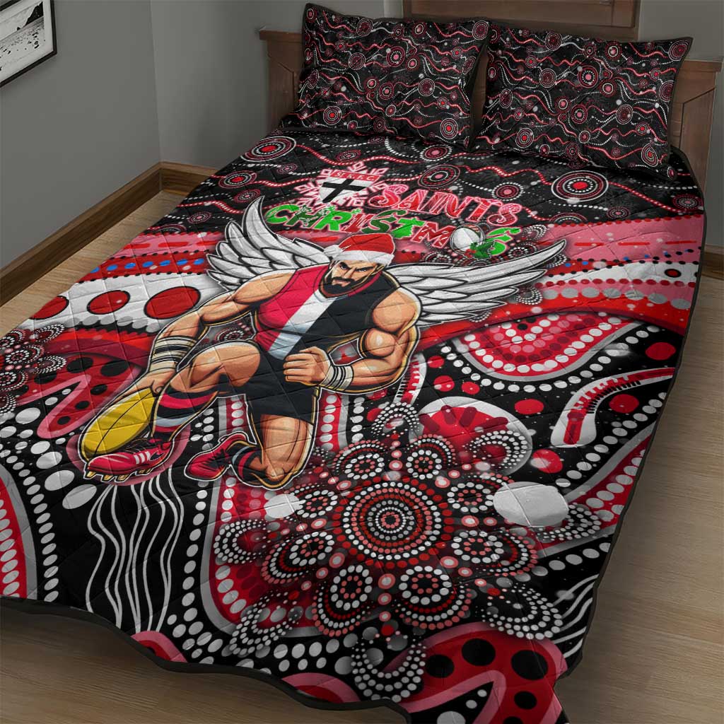 Merry Christmas AFL Saints Quilt Bed Set Aboriginal Santa Football Mascot