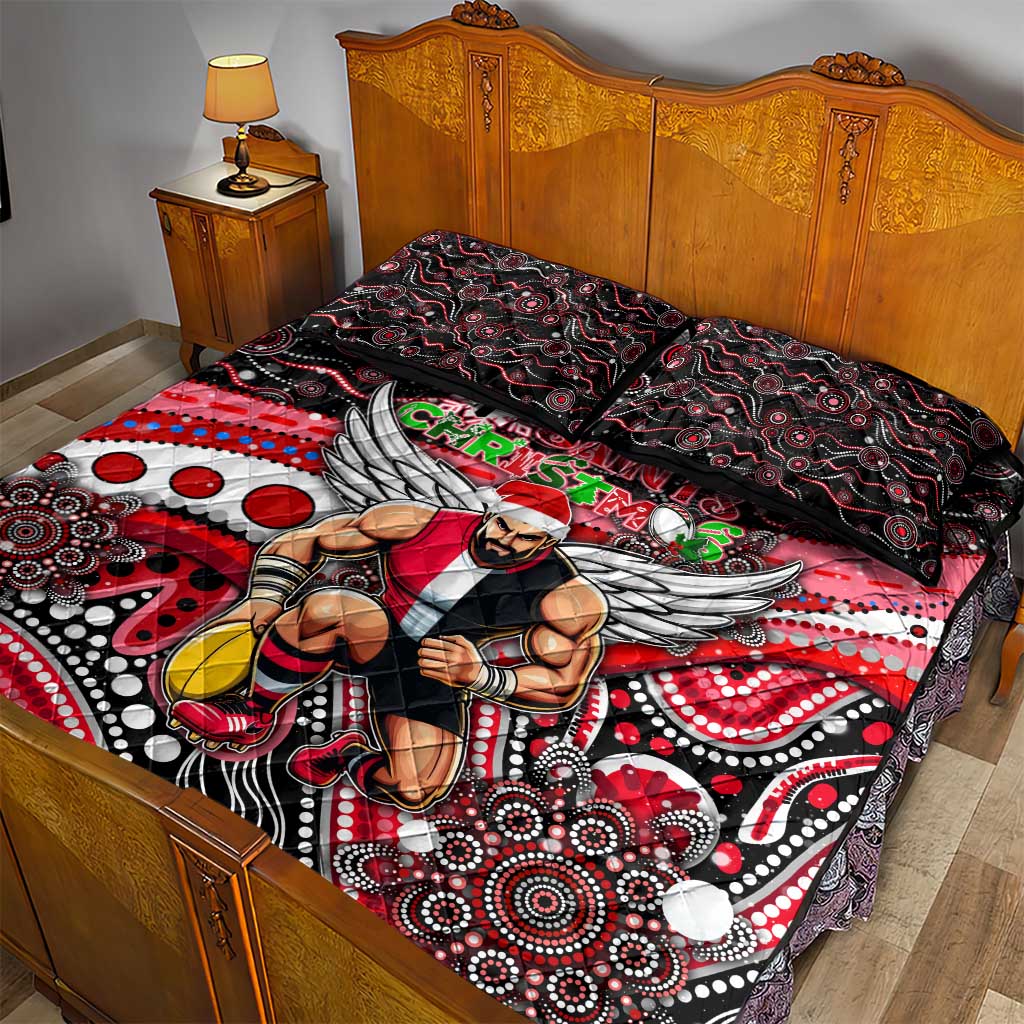 Merry Christmas AFL Saints Quilt Bed Set Aboriginal Santa Football Mascot