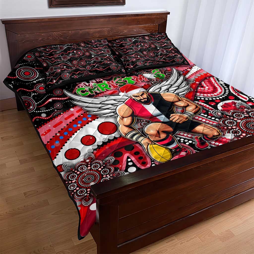 Merry Christmas AFL Saints Quilt Bed Set Aboriginal Santa Football Mascot