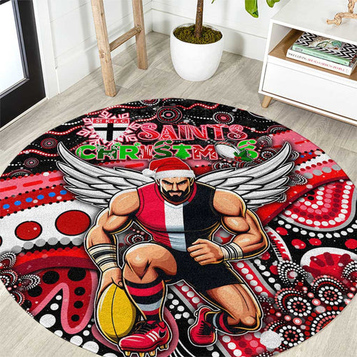 Merry Christmas AFL Saints Round Carpet Aboriginal Santa Football Mascot