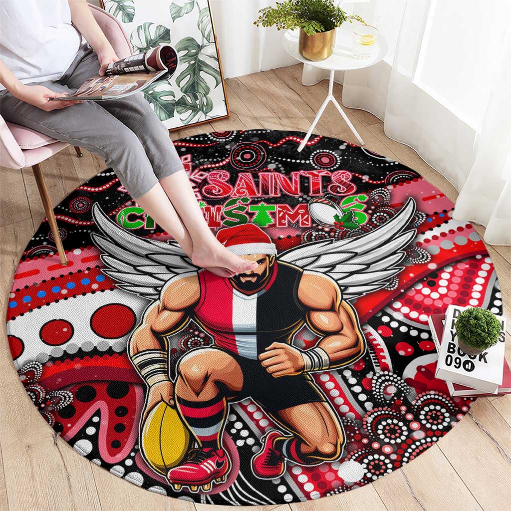 Merry Christmas AFL Saints Round Carpet Aboriginal Santa Football Mascot