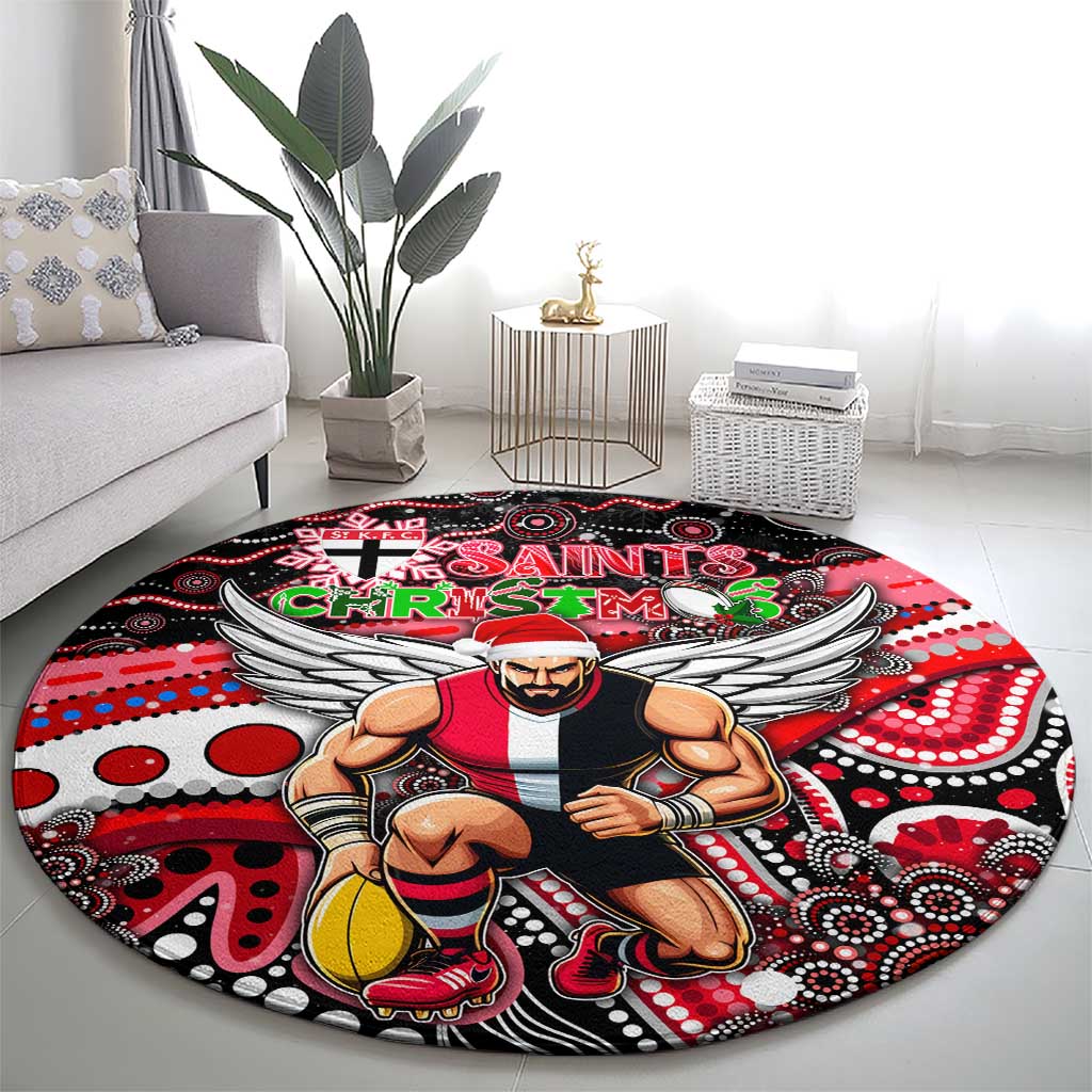 Merry Christmas AFL Saints Round Carpet Aboriginal Santa Football Mascot