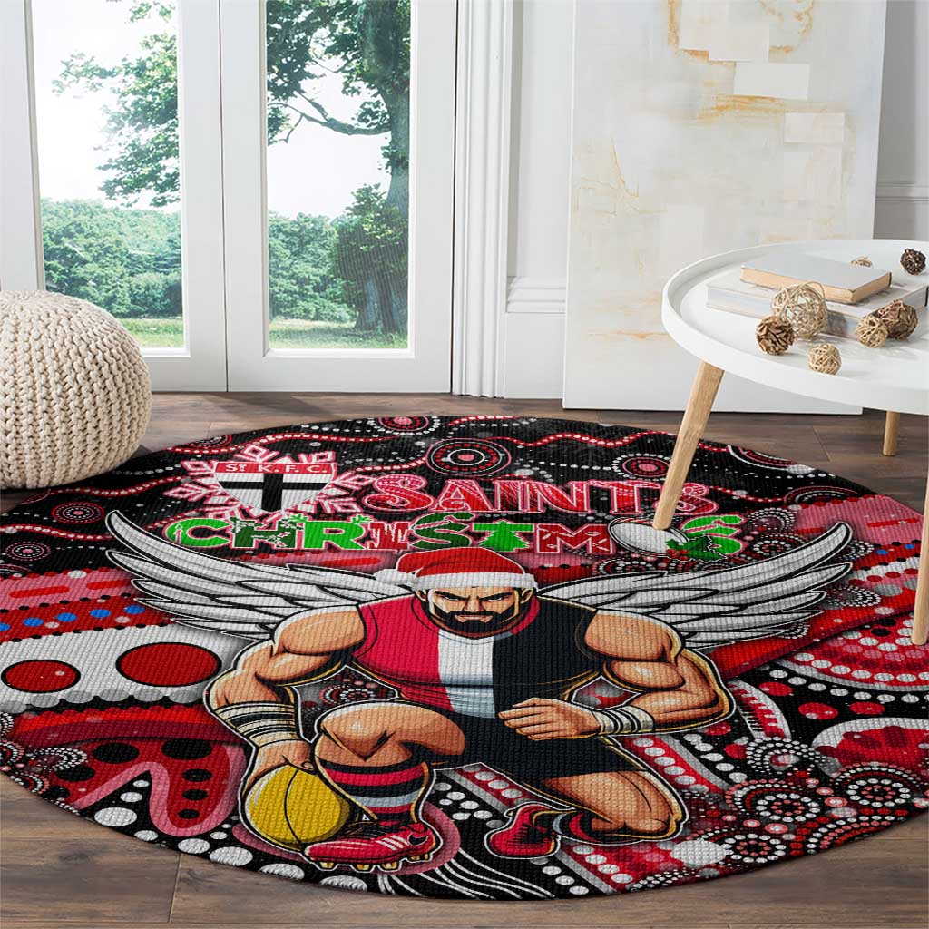 Merry Christmas AFL Saints Round Carpet Aboriginal Santa Football Mascot