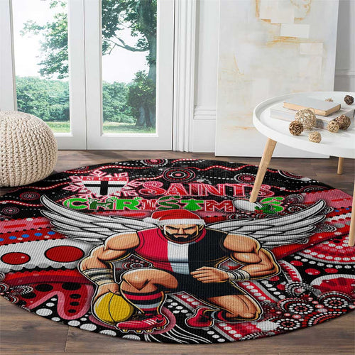 Merry Christmas AFL Saints Round Carpet Aboriginal Santa Football Mascot