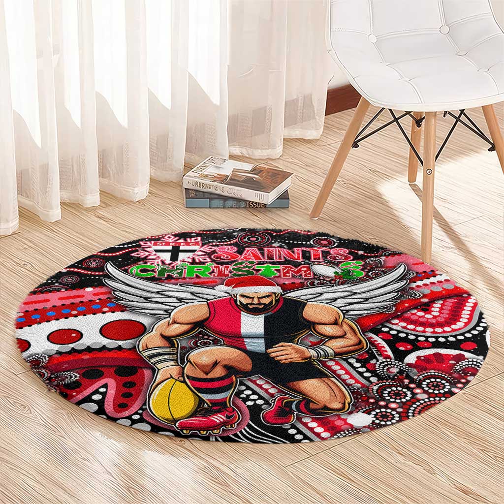 Merry Christmas AFL Saints Round Carpet Aboriginal Santa Football Mascot