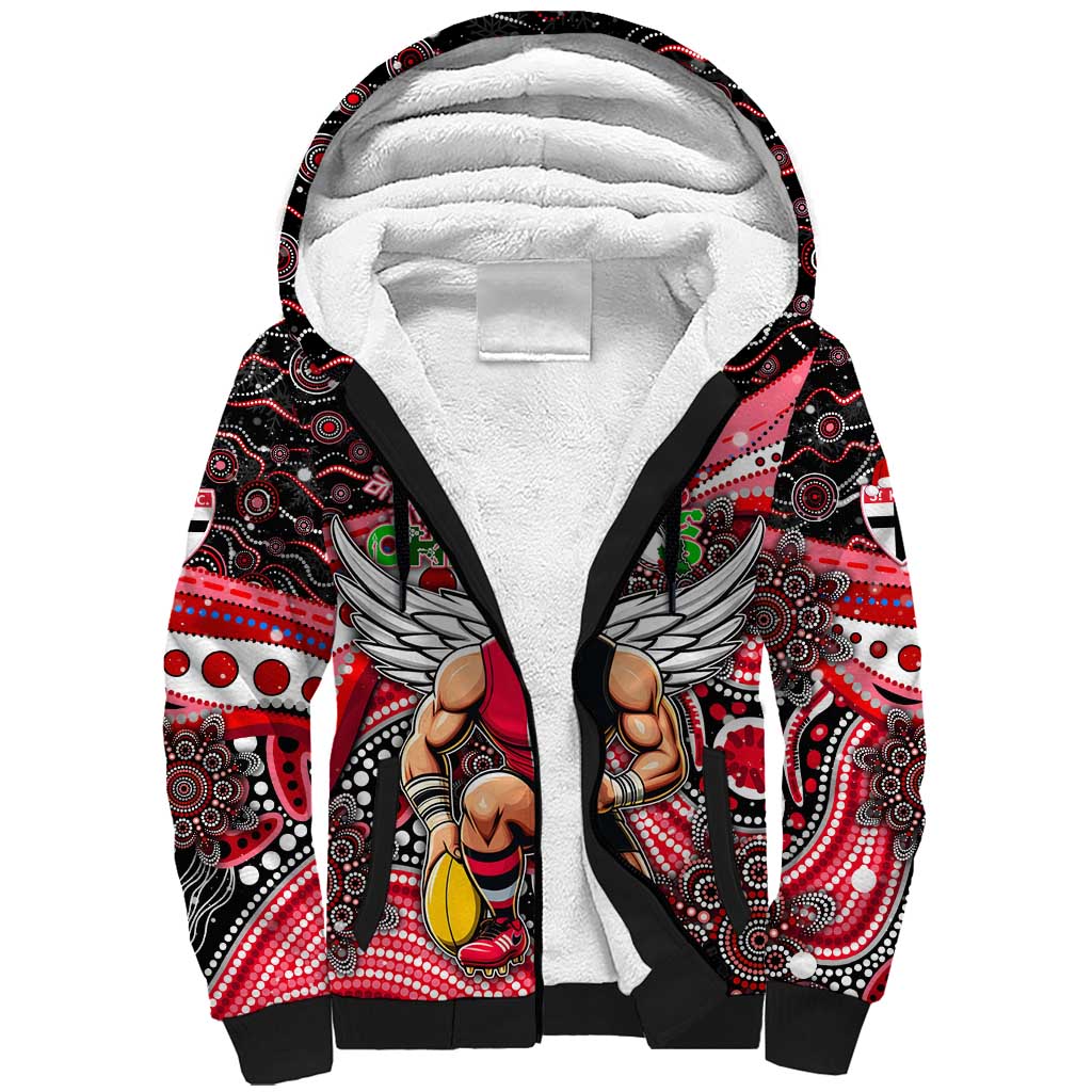 Merry Christmas AFL Saints Sherpa Hoodie Aboriginal Santa Football Mascot