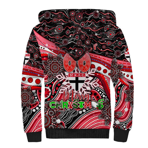 Merry Christmas AFL Saints Sherpa Hoodie Aboriginal Santa Football Mascot