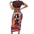 Merry Christmas AFL Saints Short Sleeve Bodycon Dress Aboriginal Santa Football Mascot