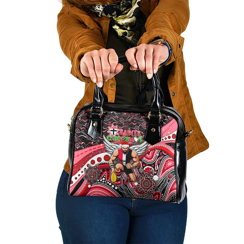 Merry Christmas AFL Saints Shoulder Handbag Aboriginal Santa Football Mascot
