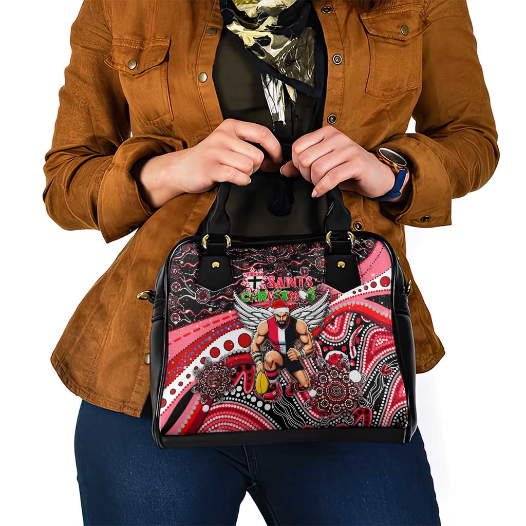 Merry Christmas AFL Saints Shoulder Handbag Aboriginal Santa Football Mascot